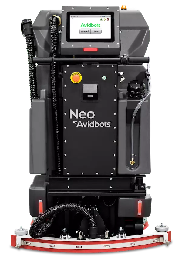 back of Avidbots Neo 2 robotic scrubber showing control panel