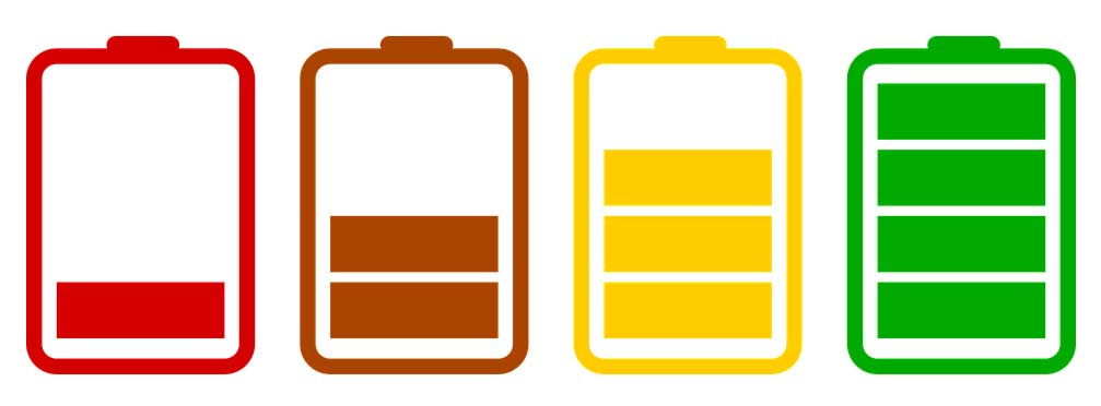 Battery icons with different charges