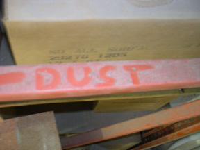 the word dust writtne in the dust on a shelf