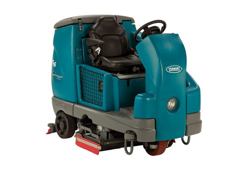 Tennant T16 industrial ride on floor scrubber sweeper
