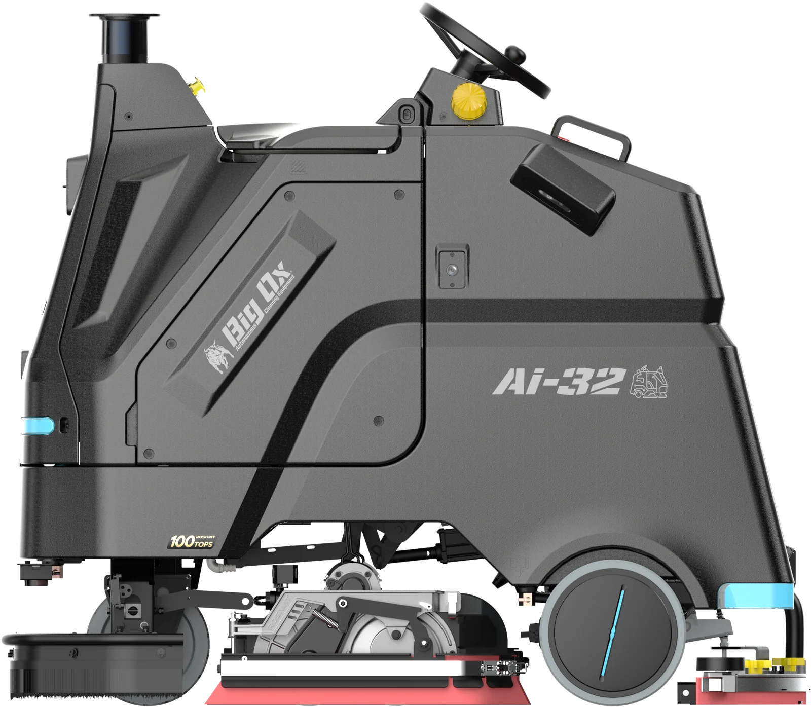 Big Ox Ai-32 Autonomous Scrubber — Scrub deck lowered